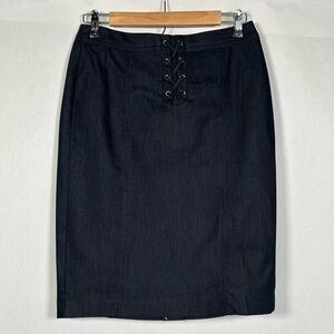 Talbots Black Pencil Skirt with Lace-Up Detail Size 2